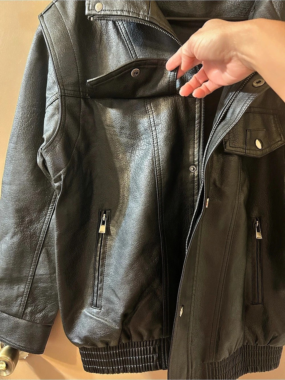 Men's Black Bomber Jacket New - Picture 6 of 6